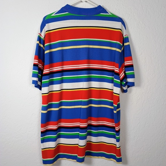 Vtg 90's Polo Ralph Lauren Men's XXL Multi-Color Striped Short Sleeve Polo Shirt - Picture 4 of 9
